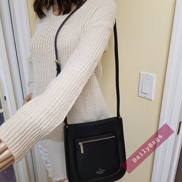 NWT KATE SPADE TOP ZIP CROSSBODY LEILA BLACK WKR00454 100% AUTHENTIC - Picture 4 of 11